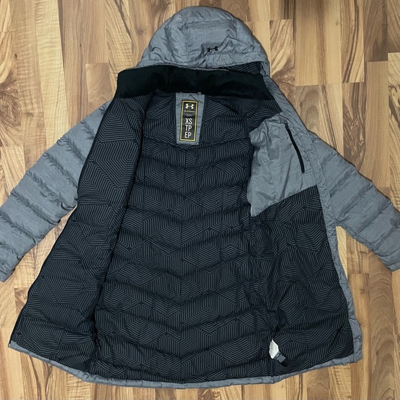 Under Armour Womens Grey Puffer Jacket Long Winter Coat XS - Picture 5 of 10